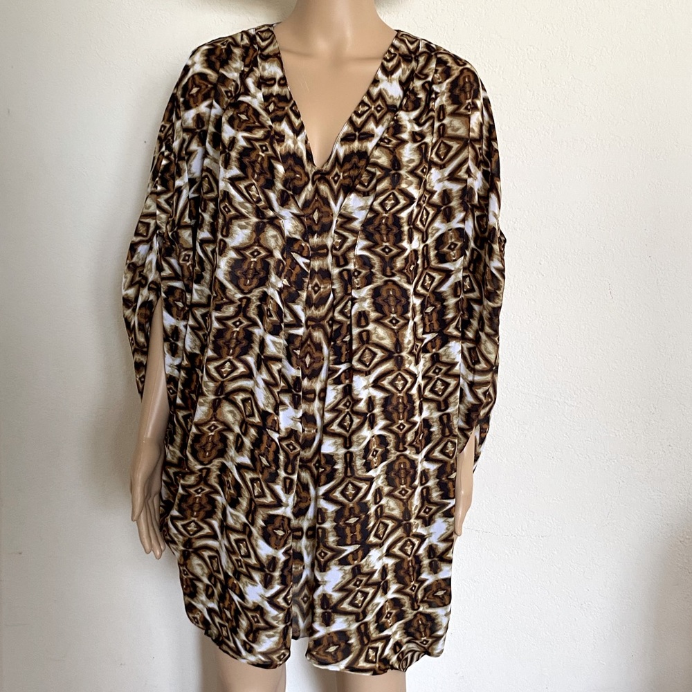 PROFILE Leopard Print Relaxed Fit Tunic Kaftan Blouse Size S